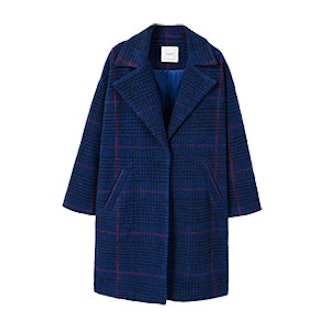 Checkered Wool-Blend Coat