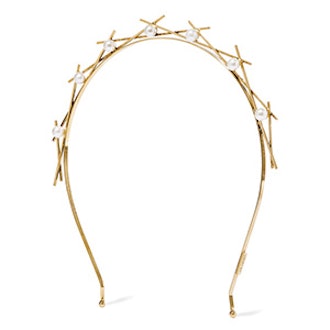 Da Vinci Gold-Plated Faux Pearl Headband