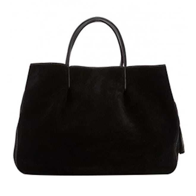 Astor Ruffle Suede Pinched Tote