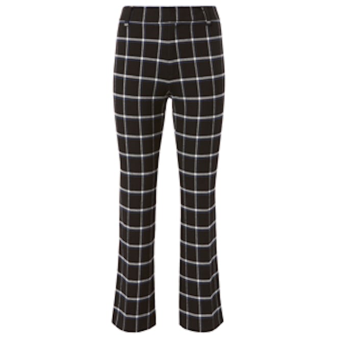 Box Grid Crop Flare Trousers