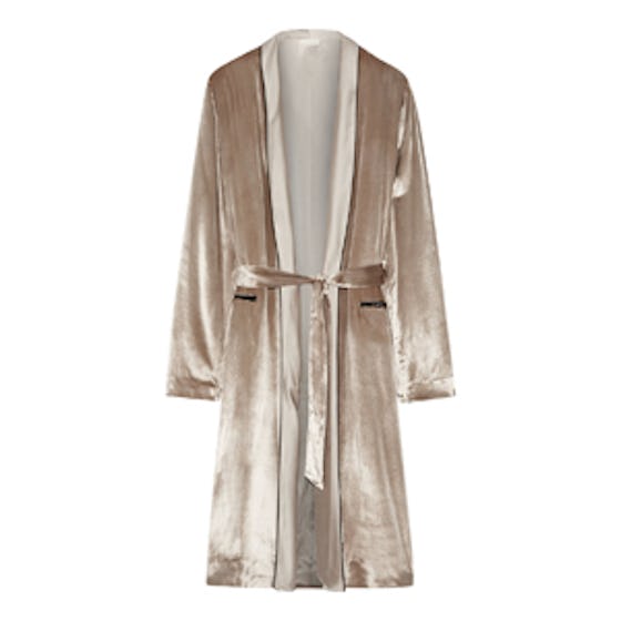 Silk Charmeuse-Trimmed Velvet Robe