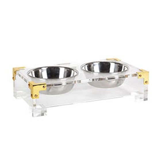 Acrylic &#038; Brass Dog Bowl