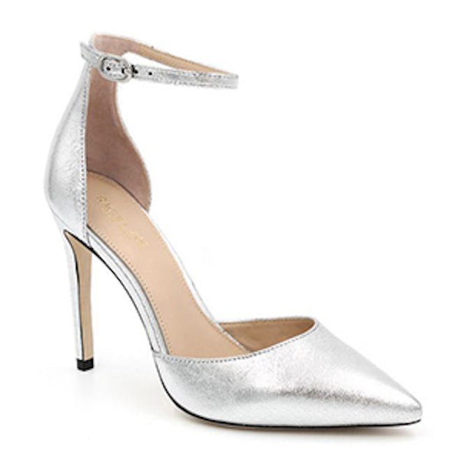 Hayworth Ankle-Strap Metallic Leather Pumps