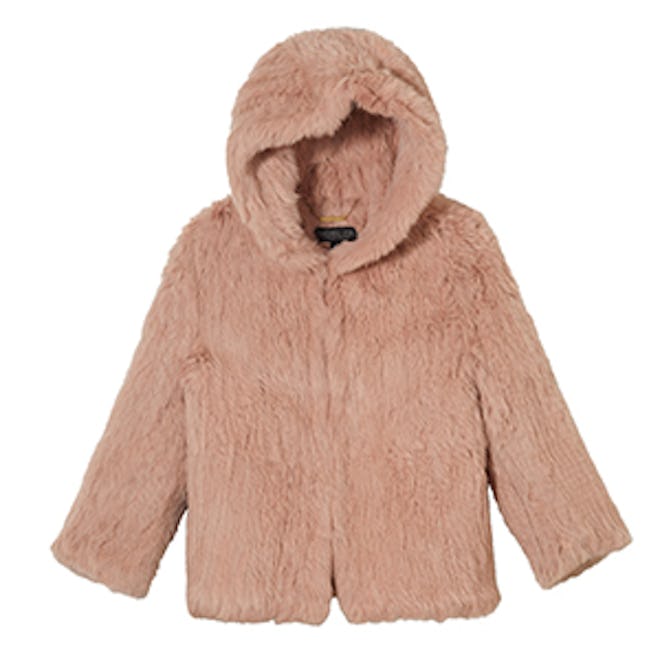 Rose Hooded Fur Jacket