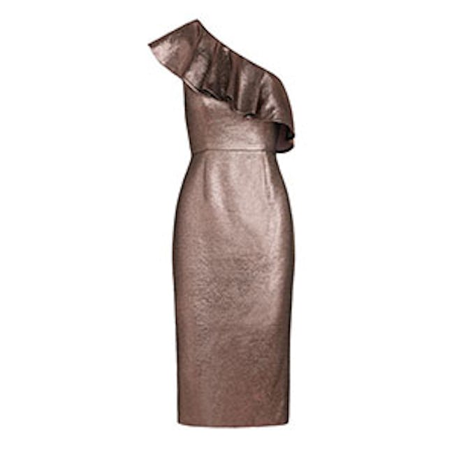 Tabitha Mauve Metallic Jacquard One-Shoulder Dress