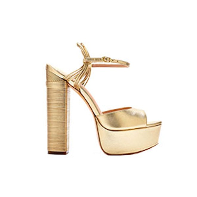 Willow Metallic Leather Platform Sandals — Gold
