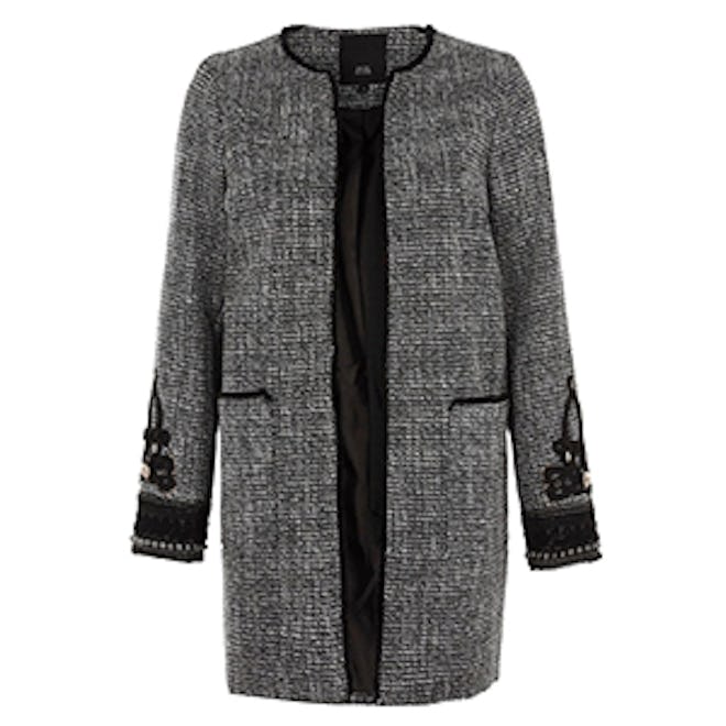 Tweed Embroidered Cuff Coat