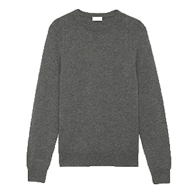 Classic Saint Laurent Crewneck Sweater In Grey Cashmere