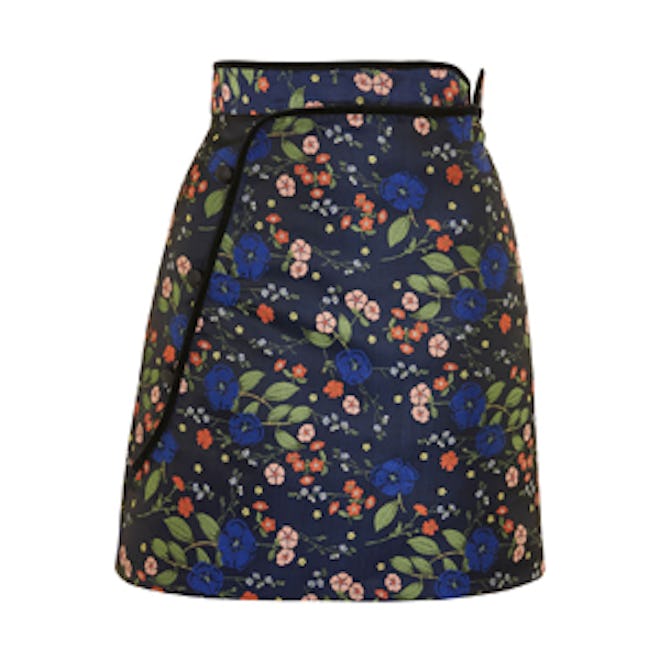 Floral Satin Jacquard Mini Skirt