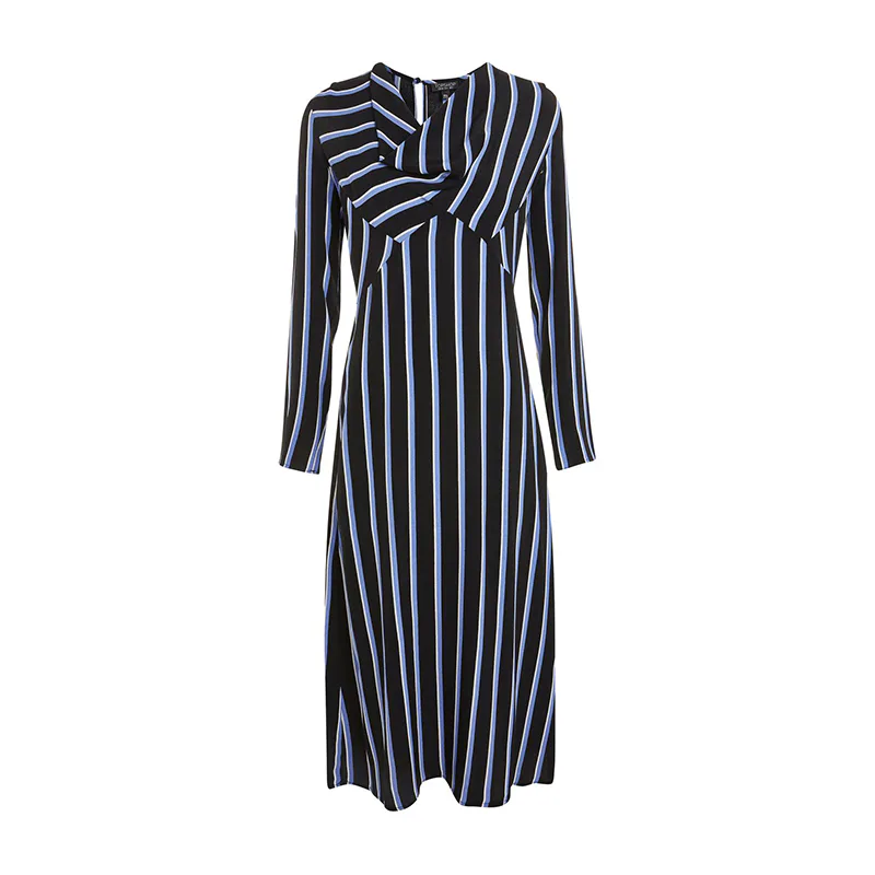 knee length dresses for ladies Striped Surplice Neck Spaghetti Strap Dress Multicolor / XL
