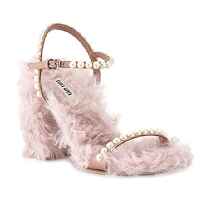 Furry Pearlescent Sandal