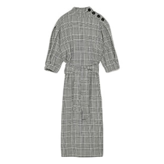 Checked Dress With Button Detail