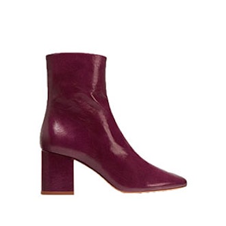 Leather Ankle Boots With Block Heel