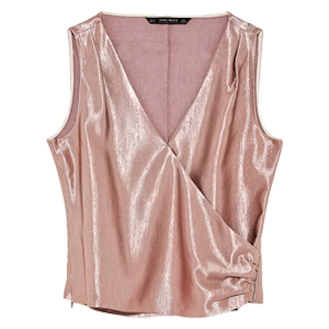 Satin Top With Draped Detail