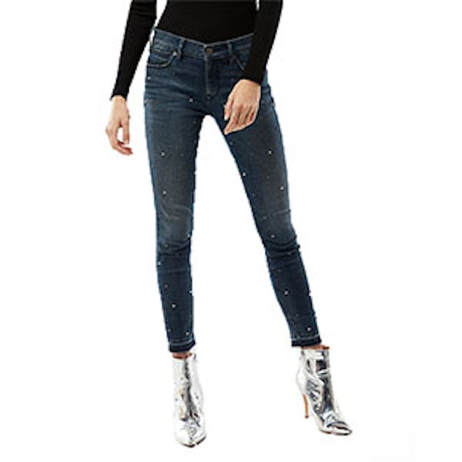 Mid Rise Pearl Ankle Jean Leggings