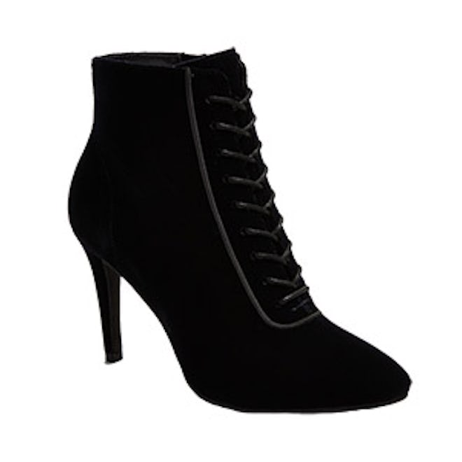 Faith Velvet Granny Heeled Bootie Pumps