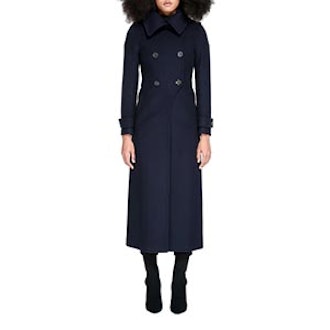 Elodie Double Buttoned Tailored Flat Wool Coat