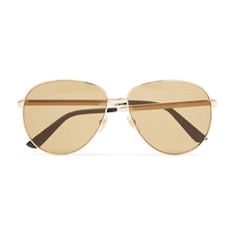 Aviator Style Enameled Gold Tone Sunglasses