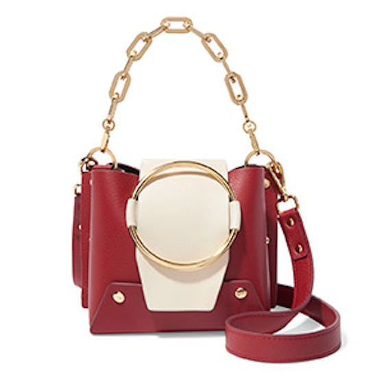 Delila Mini Two-Tone Textured-Leather Shoulder Bag