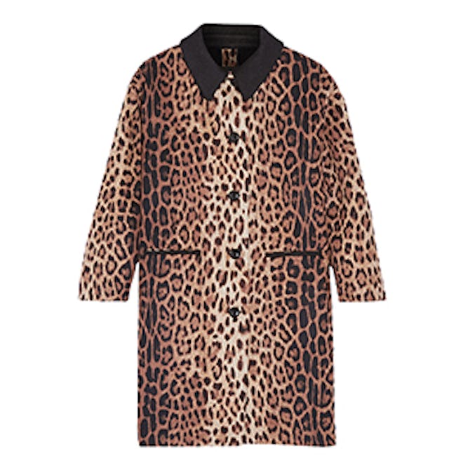 Leopard-Print Wool-Blend Coat
