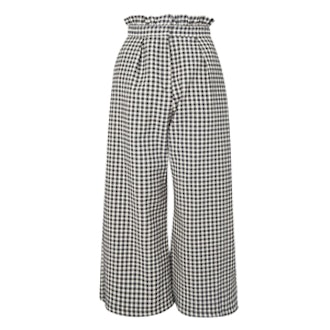 Ruffle Trim Gingham Trousers