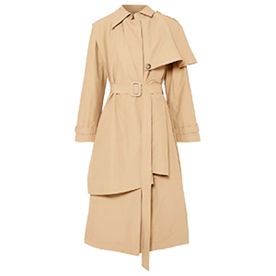 Cape-Effect Cotton-Blend Trench Coat