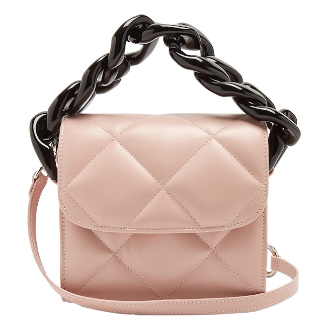 Oversized Curb-Chain Quilted Leather Shoulder Bag