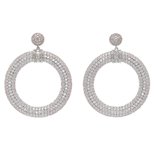 Pave Crystal Embellished Drama Hoop Earrings