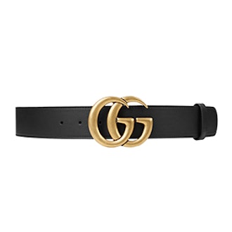 Leather Belt with Double G Buckle