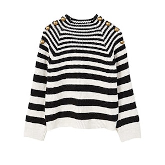 Buttoned Striped Sweater