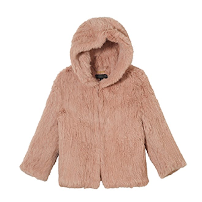 Rose Hooded Fur Jacket