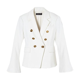 Sadie Double-Breasted Bell-Sleeve Twill Blazer