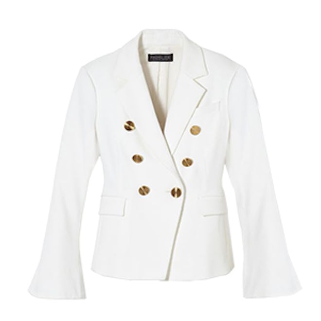 Sadie Double-Breasted Bell-Sleeve Twill Blazer