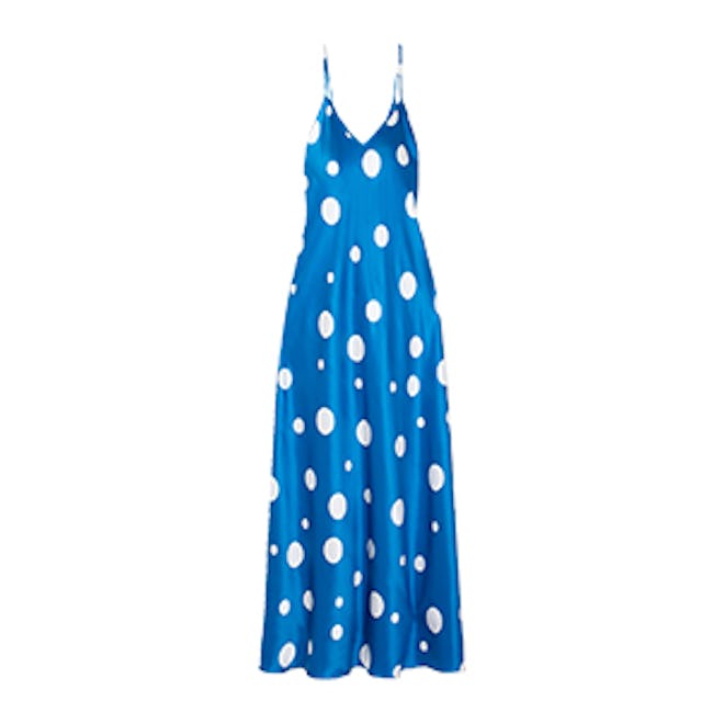 Geiko Polka-Dot Silk-Satin Midi Dress