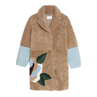 Shearling Coat with Flowers