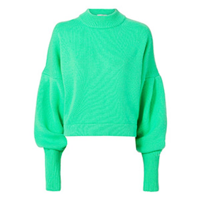 Bright Green Cropped Cashmere Pullover
