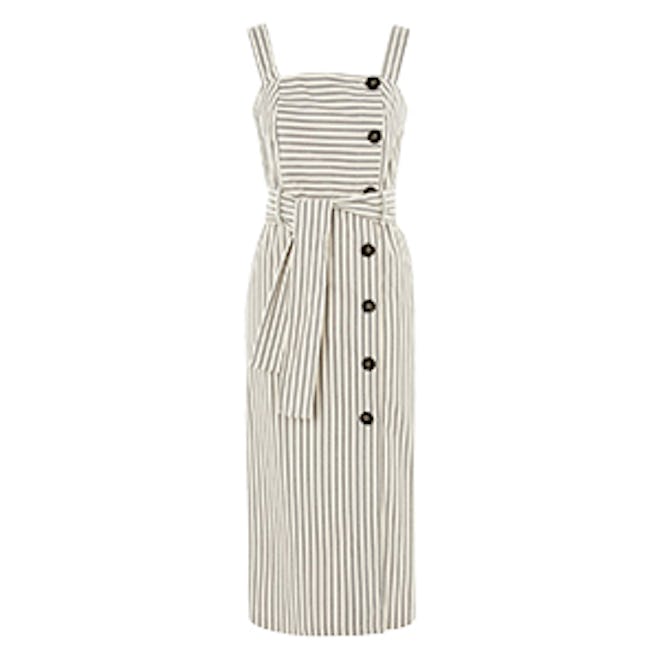 Striped Midi Pinafore Dress