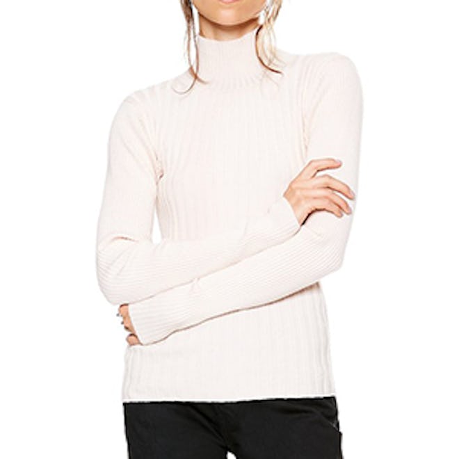 Arrow Rib Turtleneck Sweater Warm White