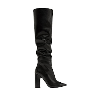 Leather High Heel Boots With Wide Leg