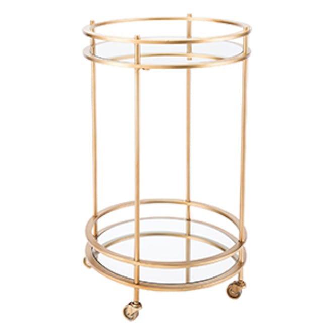 Modern Mirror and Steel Round Bar Cart