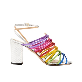 Rainbow Snakeskin-Effect Leather Sandals