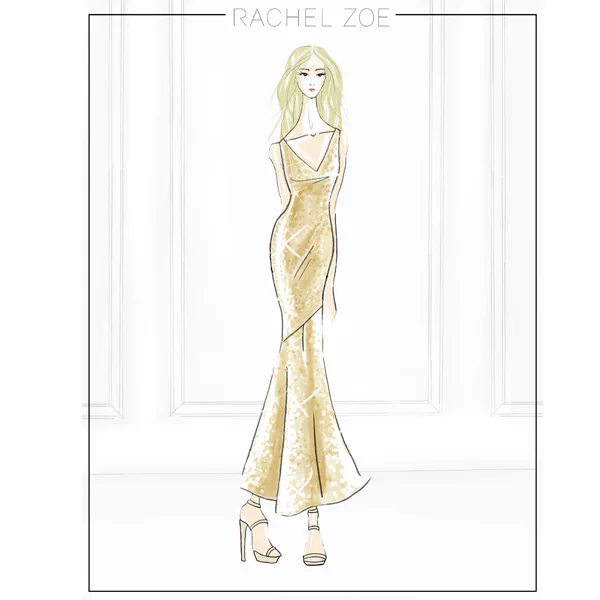 slim fit dress slacks RACHEL ZOE Size 2 Copper Metallic Polyester Low Back Gown – Sui Generis  Designer Consignment main image 1