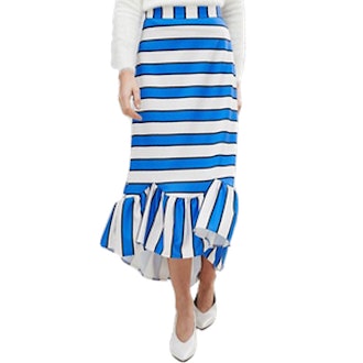 SScuba Midaxi Skirt With Scallop Hem In Stripe