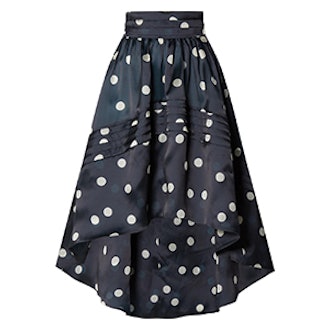Asymmetric Polka-Dot Silk-Organza Skirt