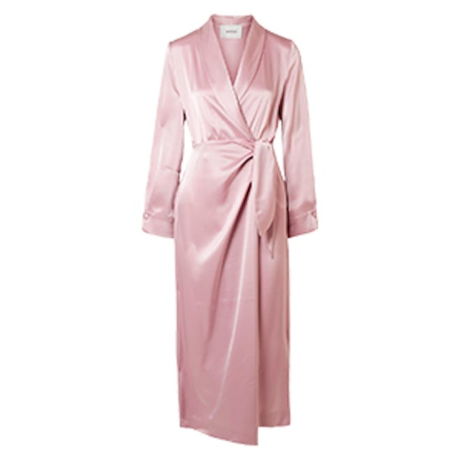 Ezra Satin Wrap Midi Dress