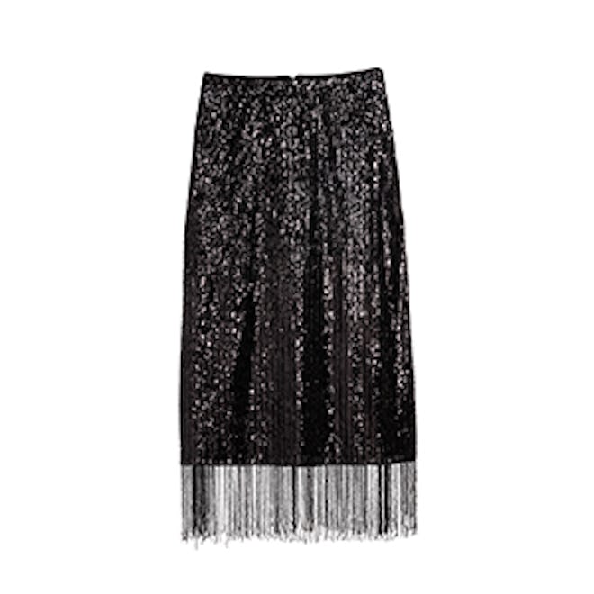 Calf-Length Sequined Skirt