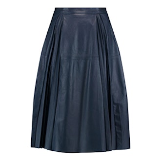 Cynthia Pleated Leather Skirt