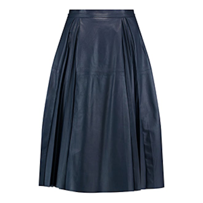 Cynthia Pleated Leather Skirt