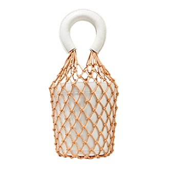 Moreau Macramé And Leather Bucket Bag in White