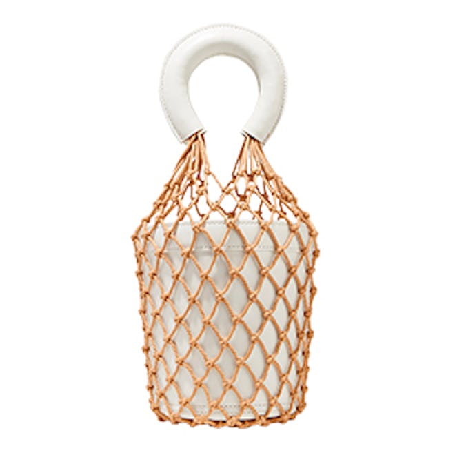 Moreau Macramé And Leather Bucket Bag in White